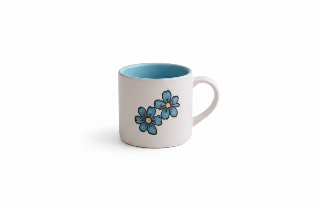 Hand painted Blue Flower Cup /per Piece