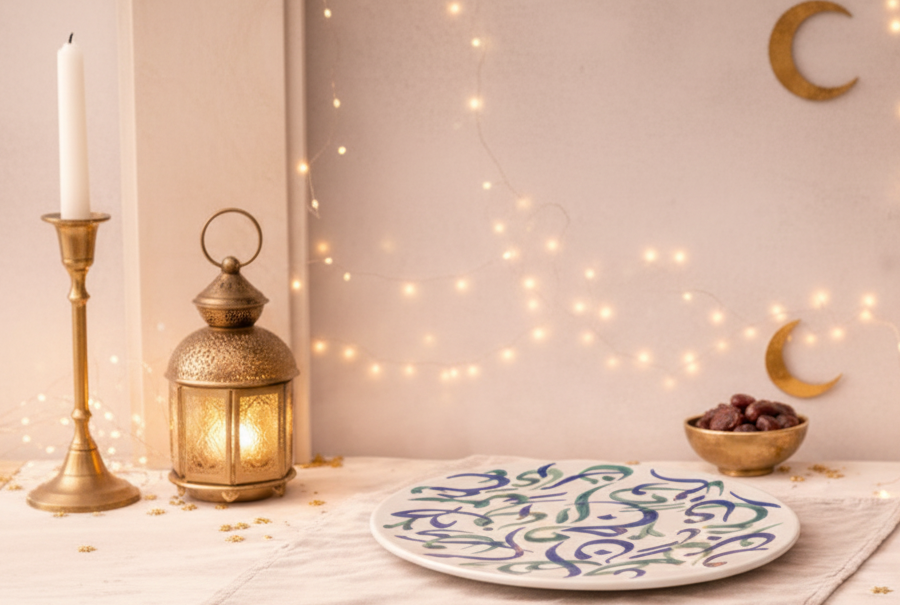 Elegant Calligraphy Serving Plate