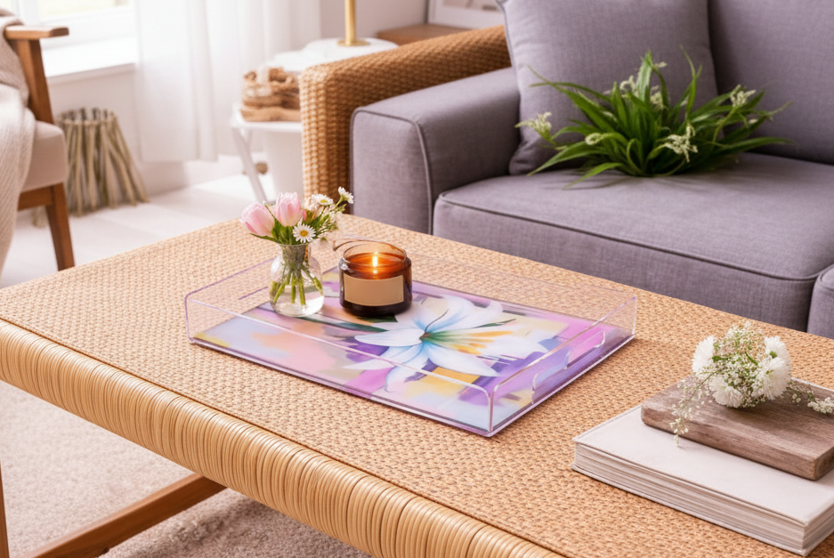 White Lily Acrylic Tray