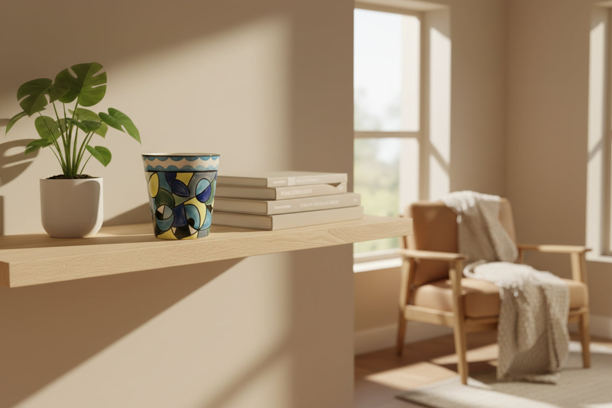 Hand Painted Multi-Color Ceramic Candle