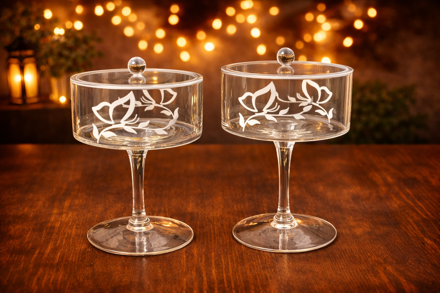 Floral Etched Glass Coupe