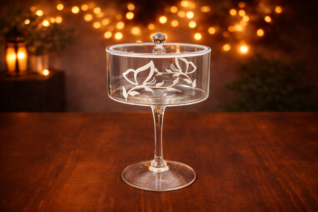 Floral Etched Glass Coupe