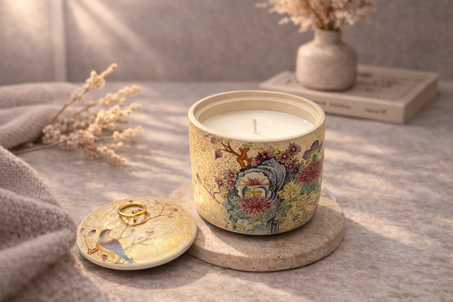 Floral Ceramic Candle Jar