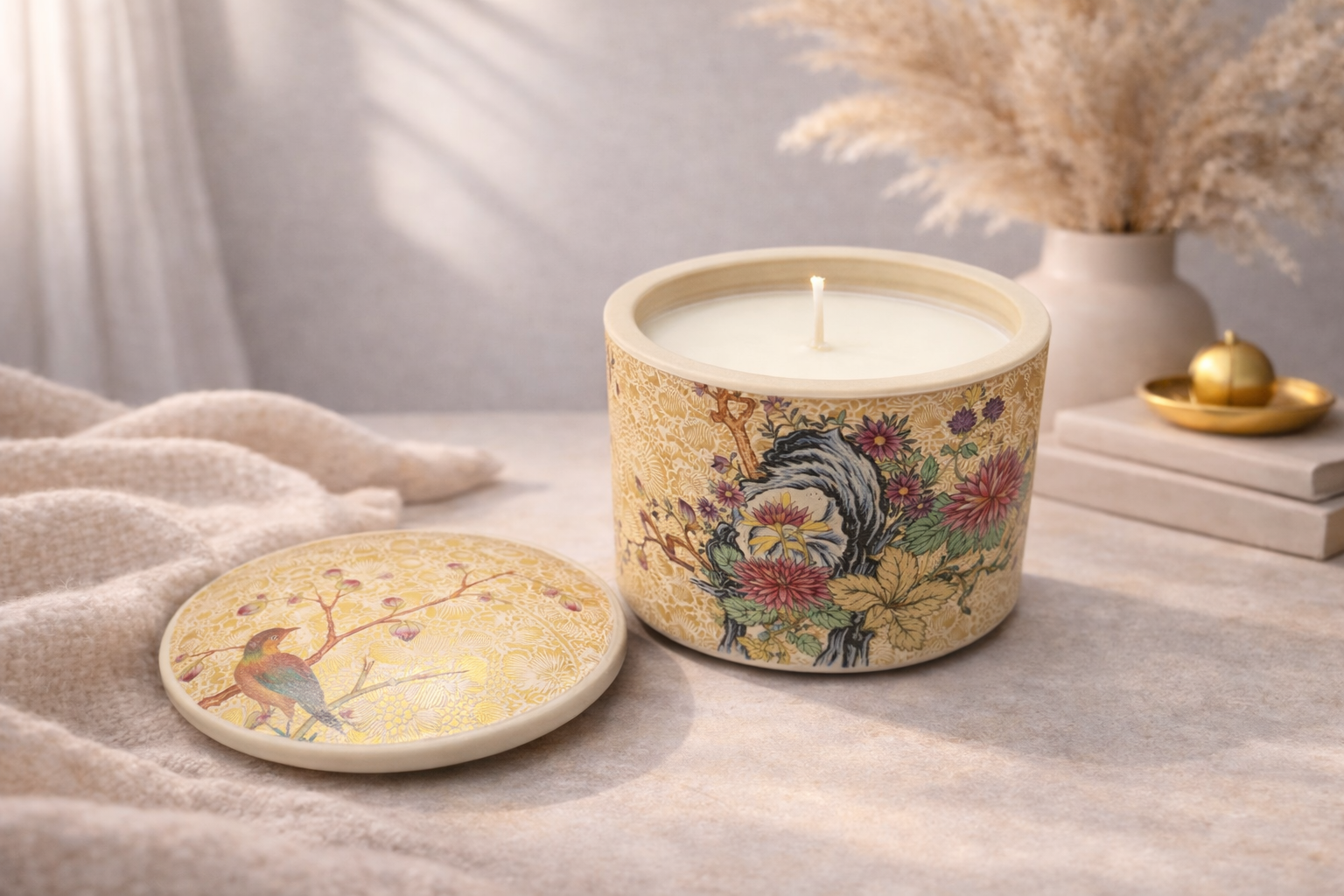 Floral Ceramic Candle Jar