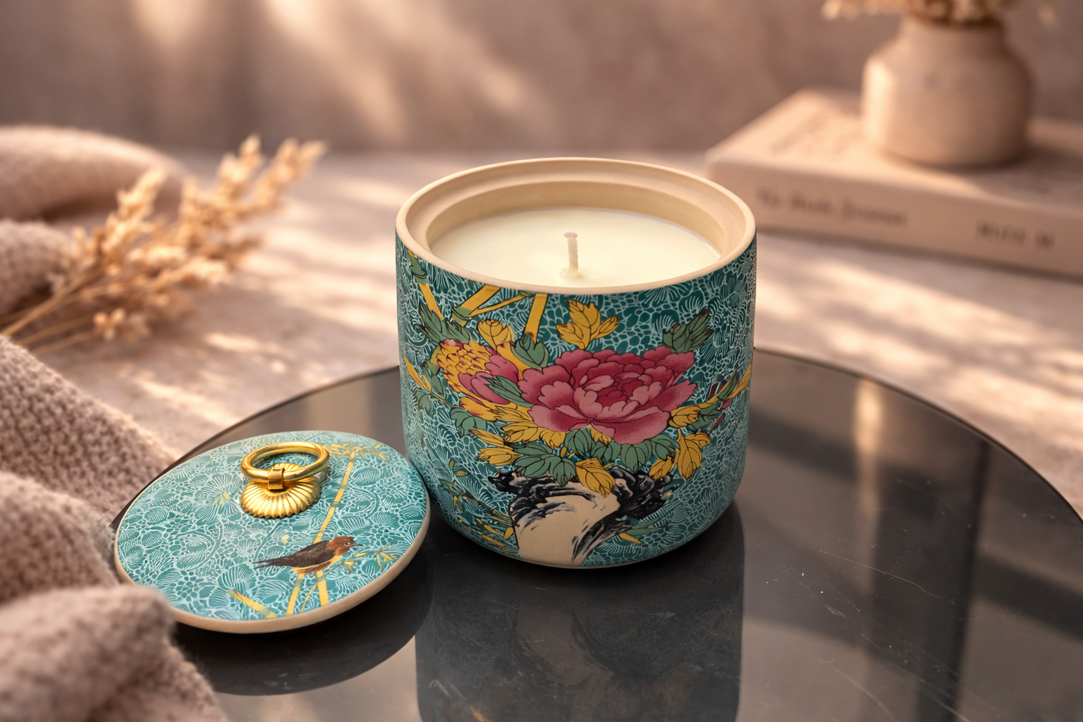 Floral Ceramic Candle Jar