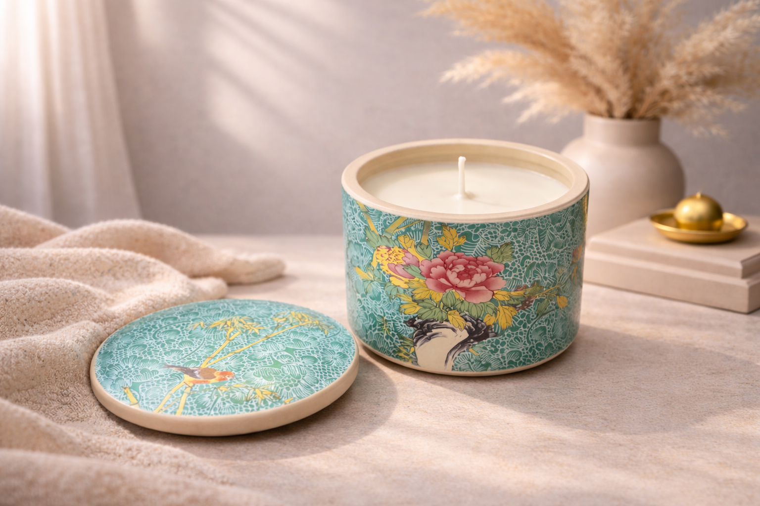 Floral Ceramic Candle Jar