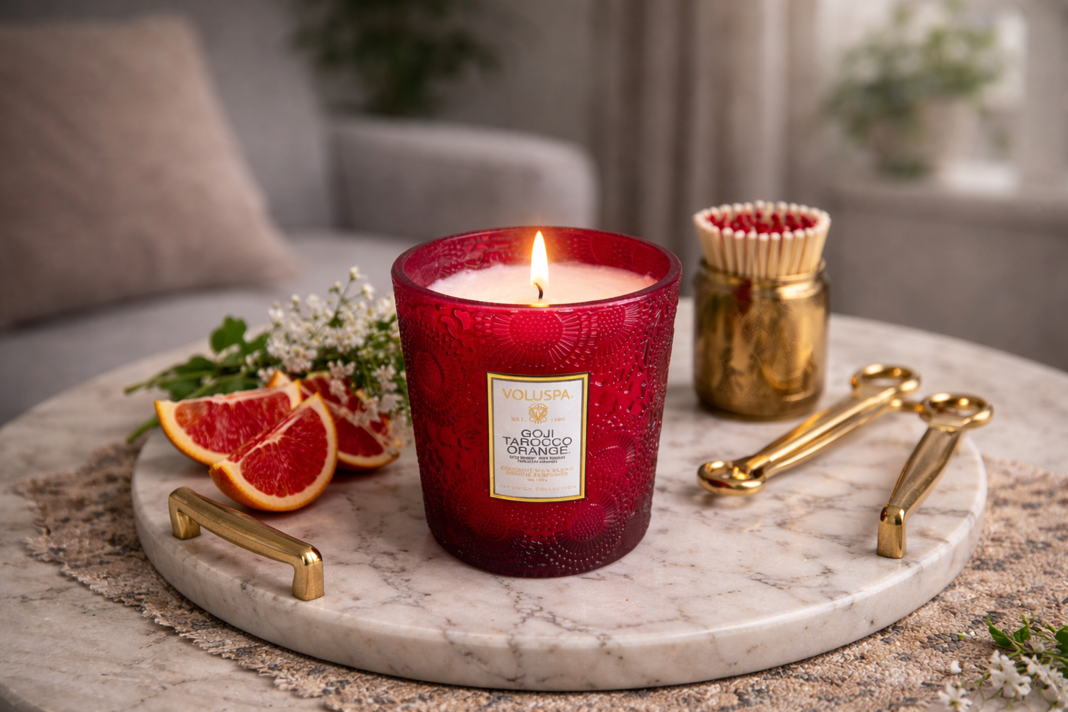 Citrus Scented Red Candle