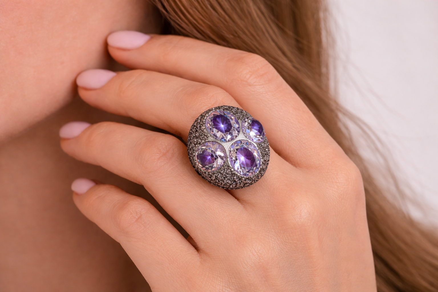 Galaxy Amethyst Dome Ring