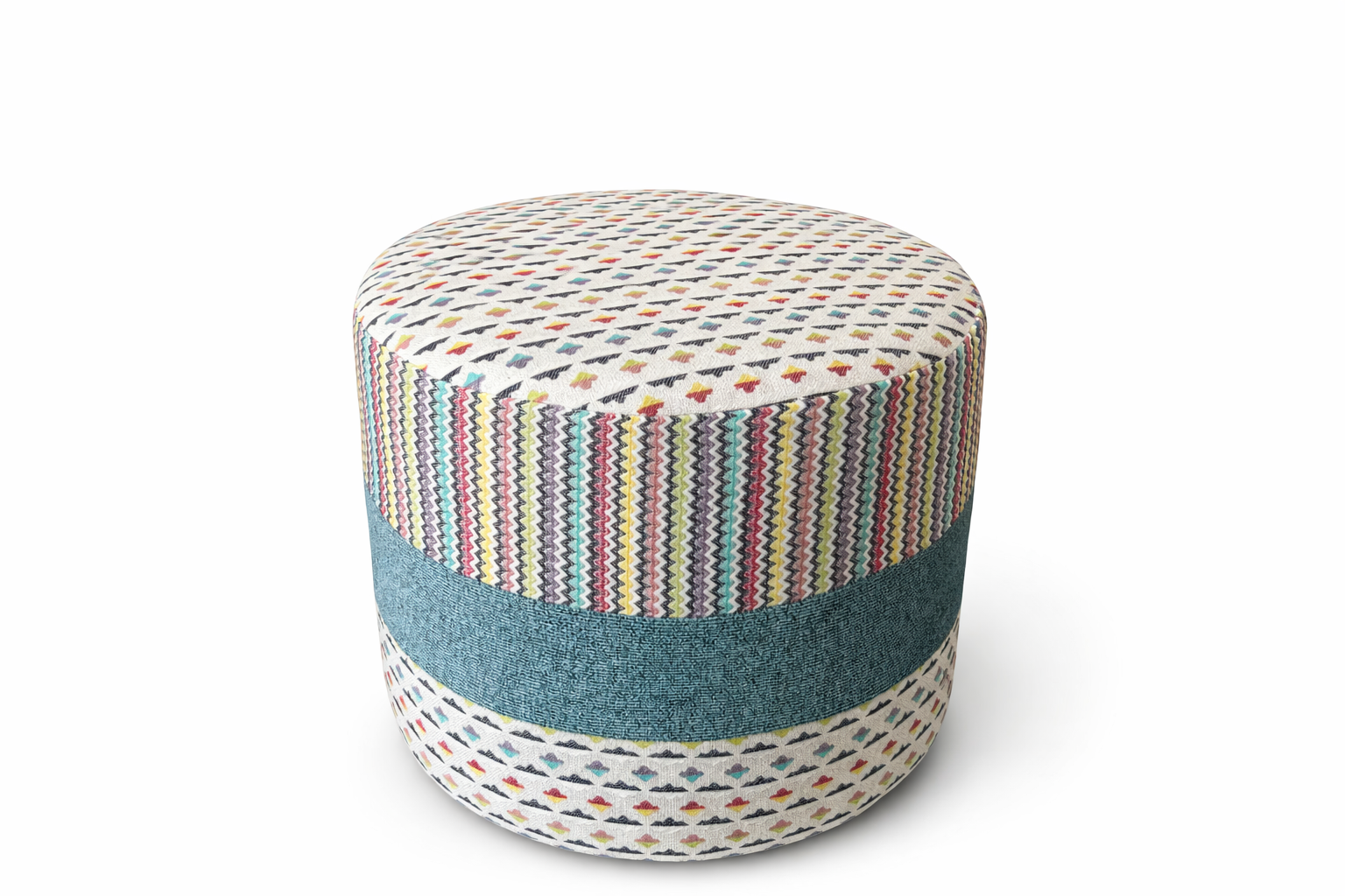 Modern Multicolor Fabric Pouf Ottoman