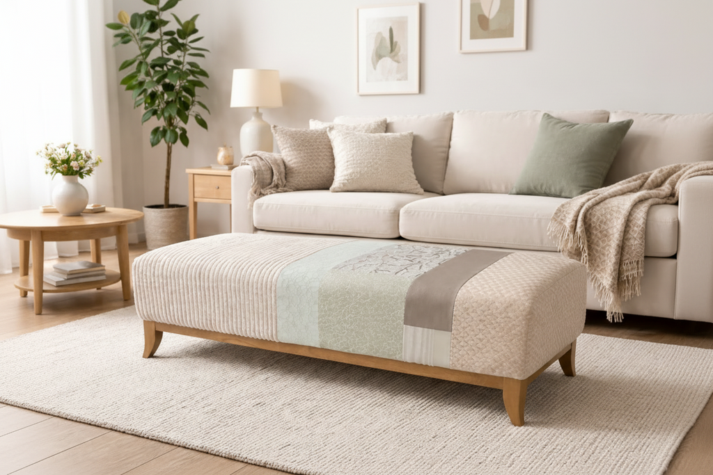 Modern Patchwork Fabric Bench