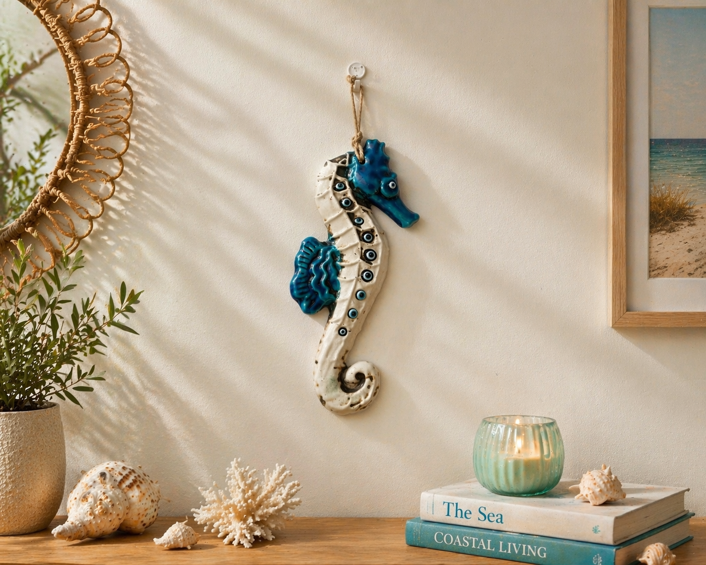 Seahorse Ceramic Wall Accessory