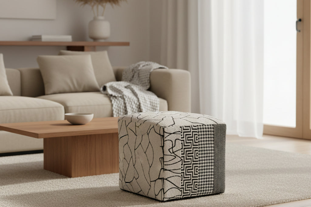 Unicity multi-fabric Pouf.