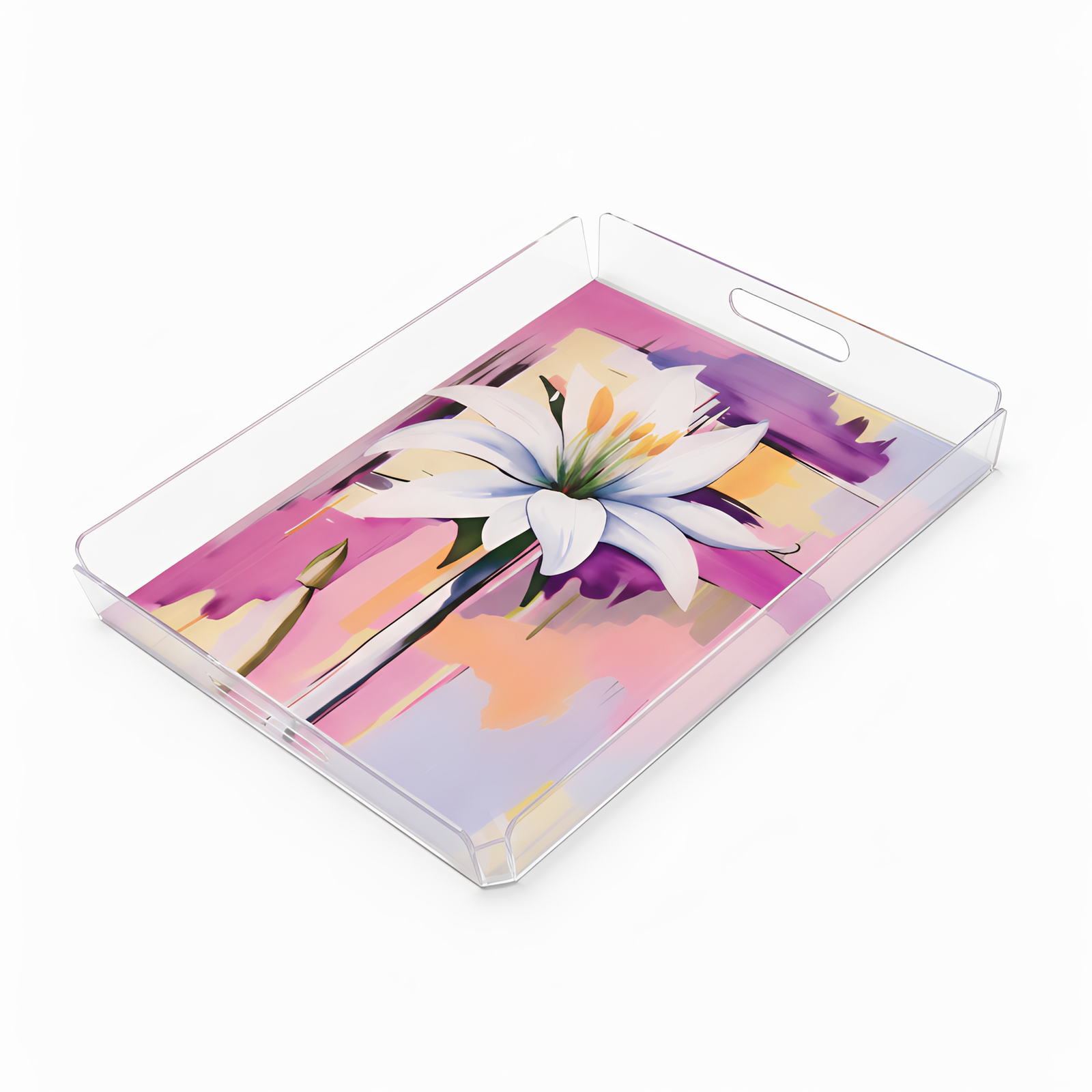 White Lily Acrylic Tray