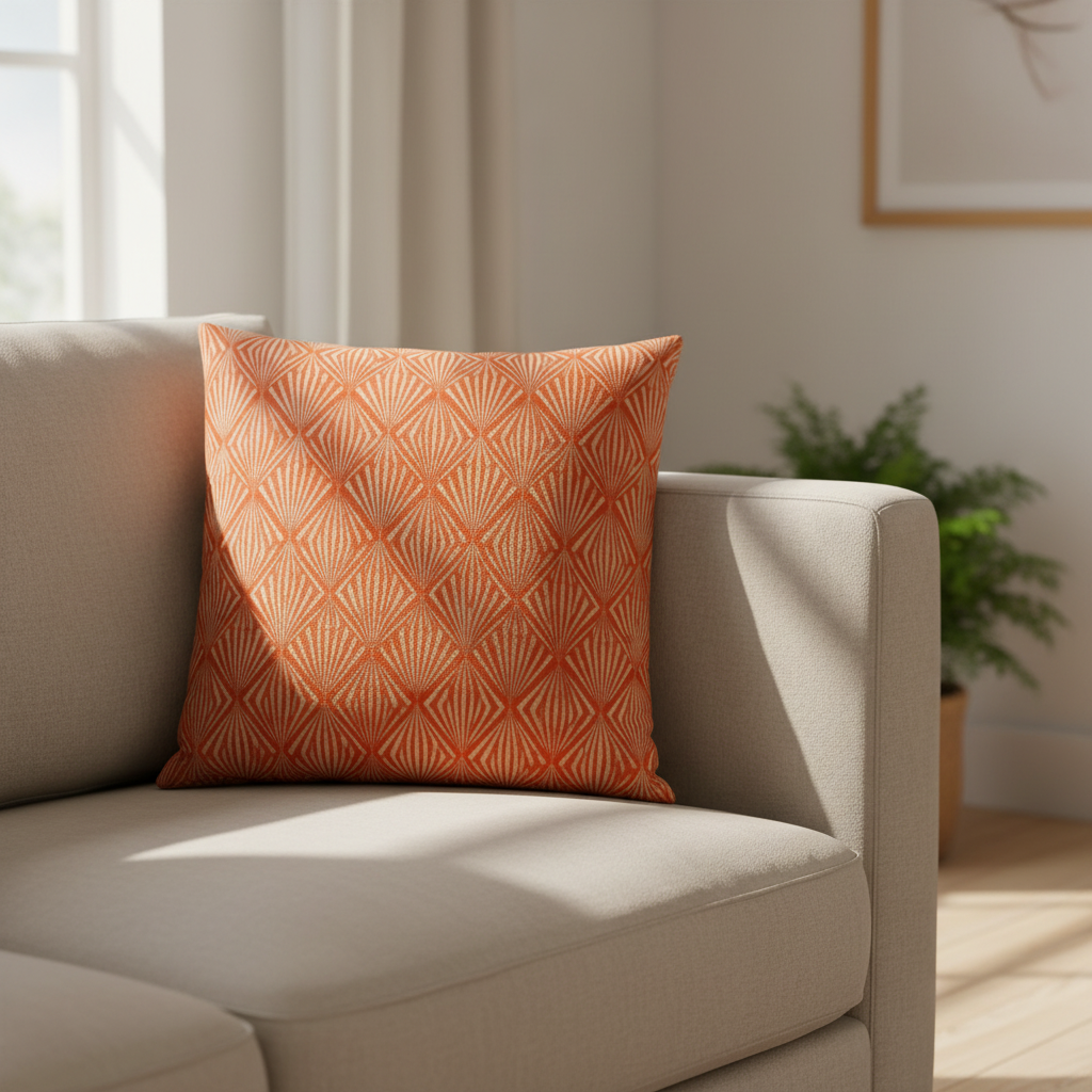 Terracotta Geometric Cushion
