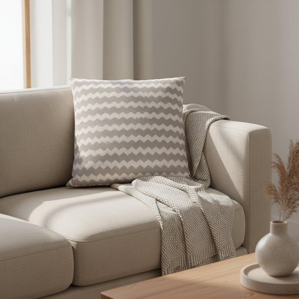 Neutral Zigzag Pattern Cushion