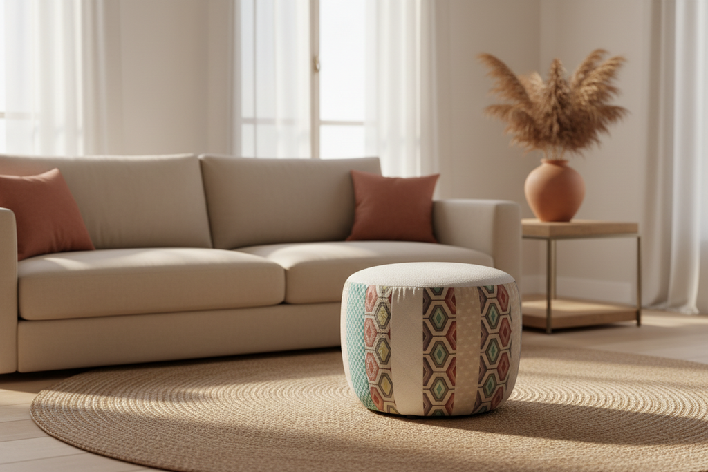 Unicity Multi Fabric Round Pouf