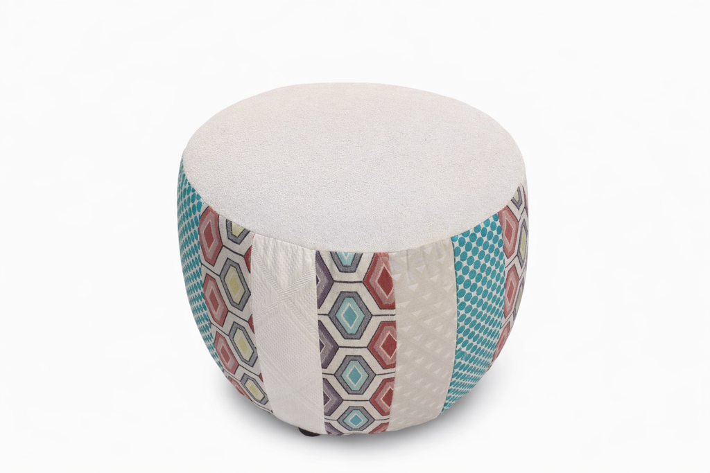 Unicity Multi Fabric Round Pouf