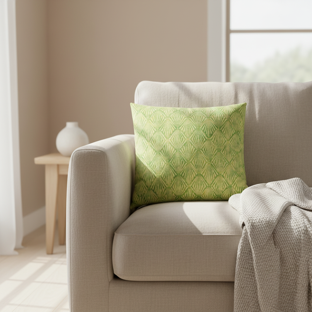 Green Geometric Cushion