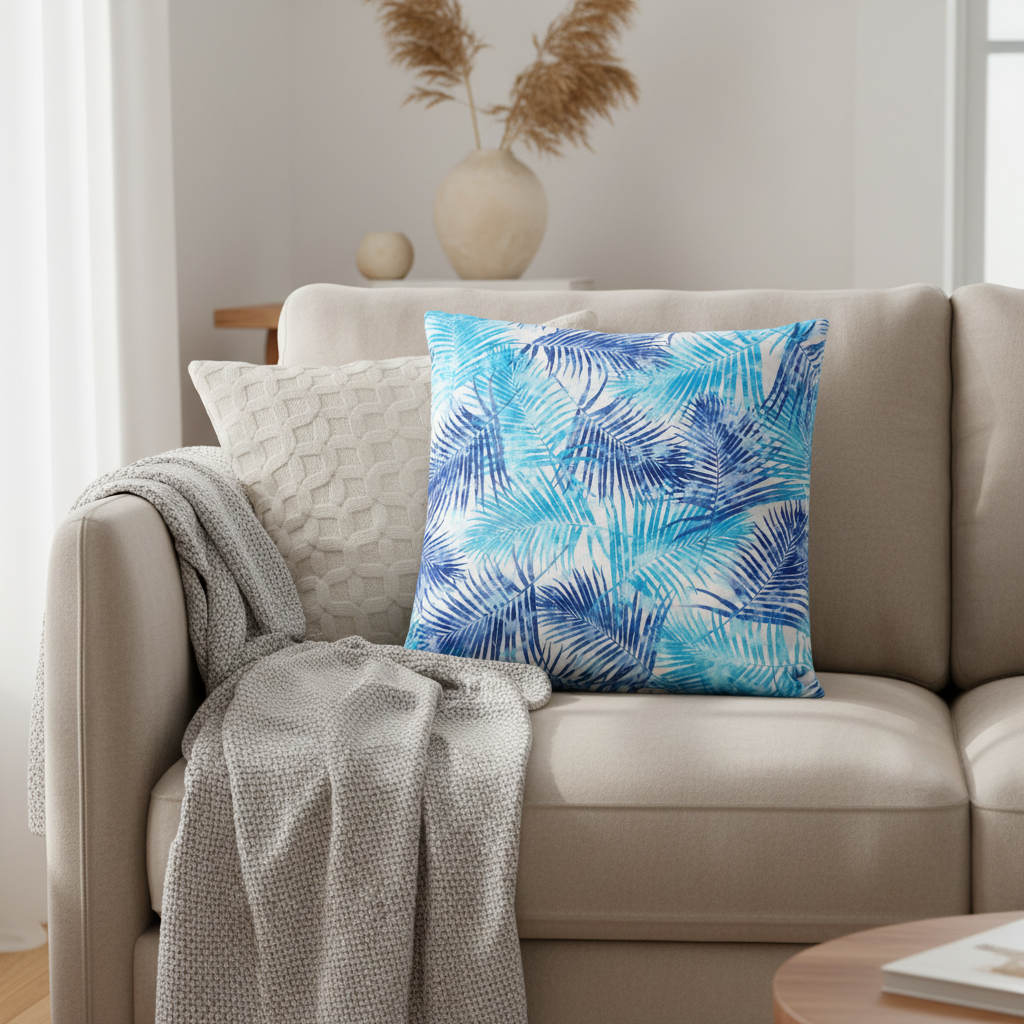 Blue Tropical Cushion